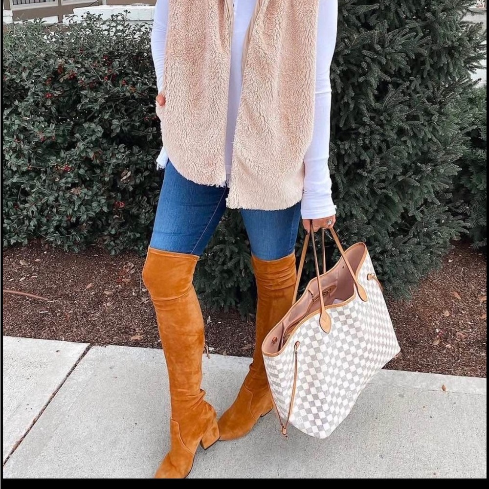 Goodnight macaroon Ellis Tan Over the Knee Boots Soft Suede